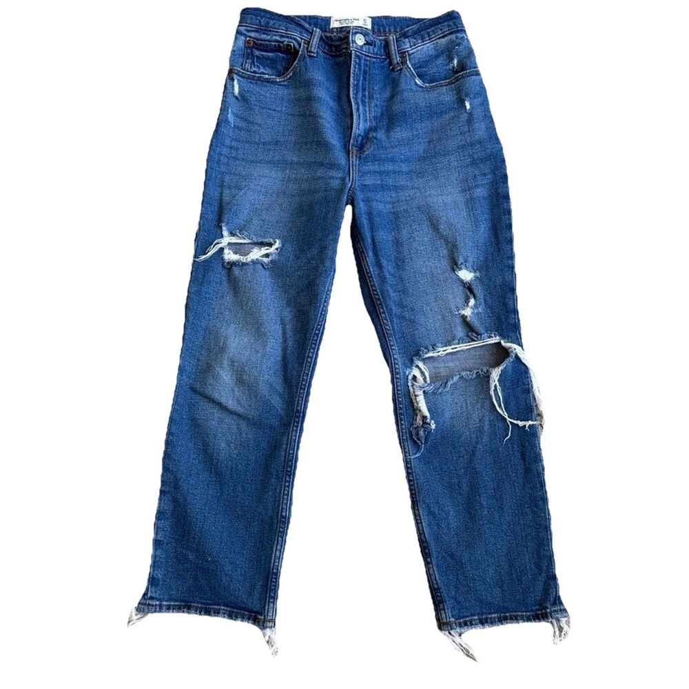 Abercrombie Curve Love Ultra High Rise Ankle Straight Distressed Jeans 27/4S